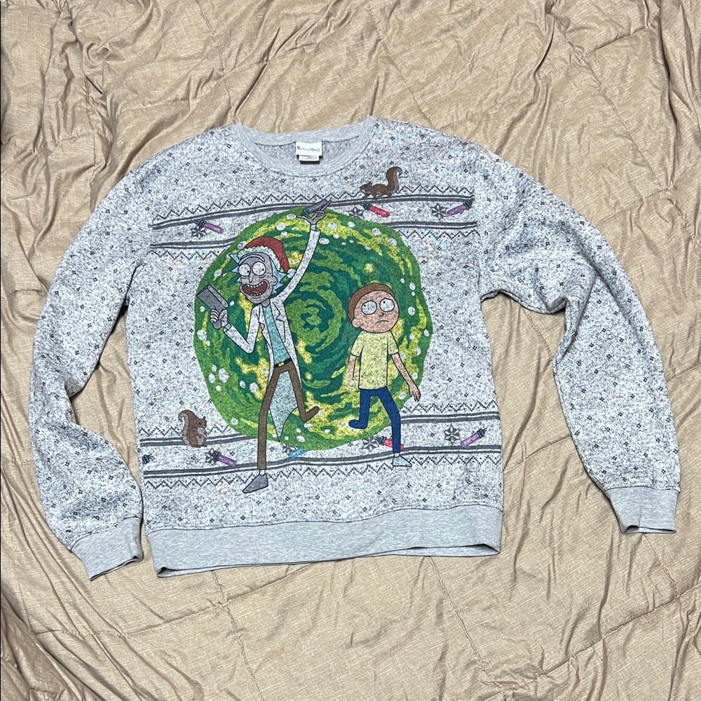 NWOT Rick and Morty Ugly Christmas Sweater Crewneck Sweatshirt Large